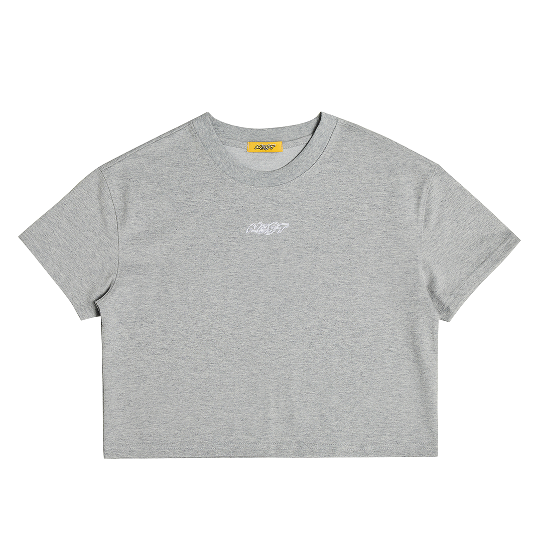 Nest Logo Crop T-Shirt Melange Gray